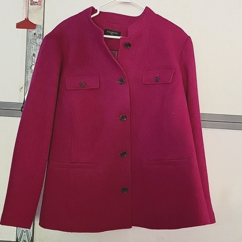 Talbots fuschia wool coat 20w
